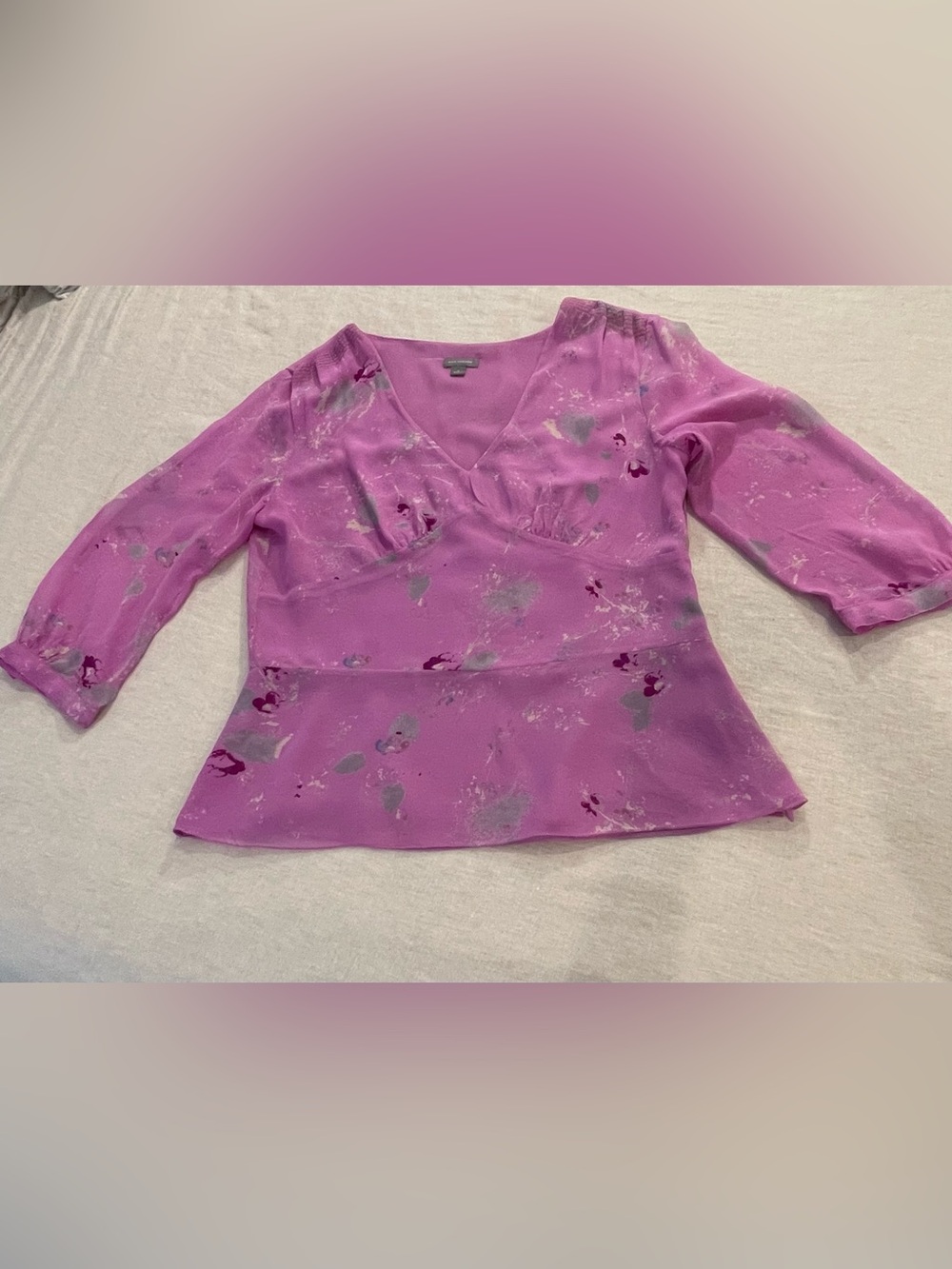 Ann Taylor Fuchsia Sheer Blouse size Medium